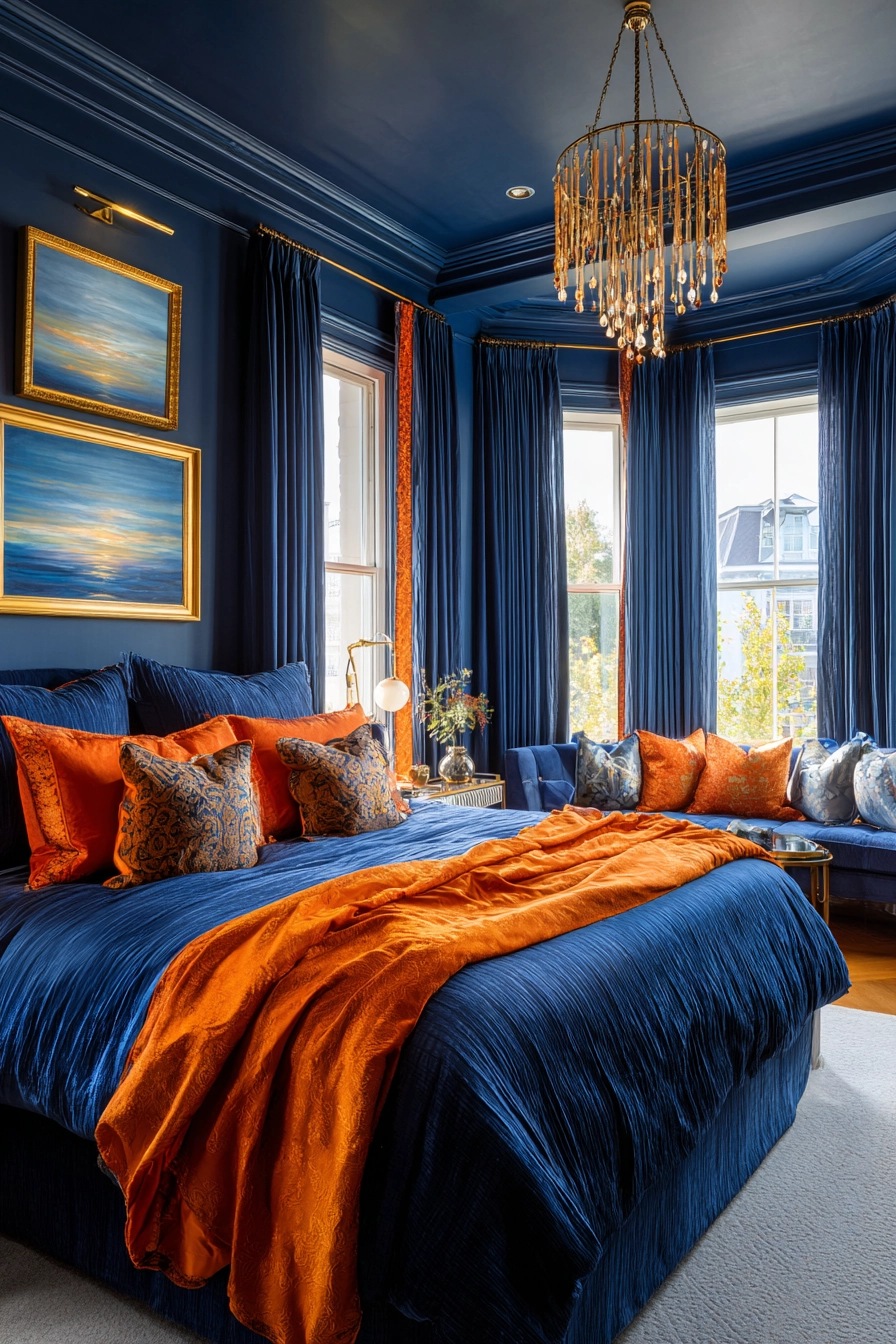 blue and orange bedroom 38