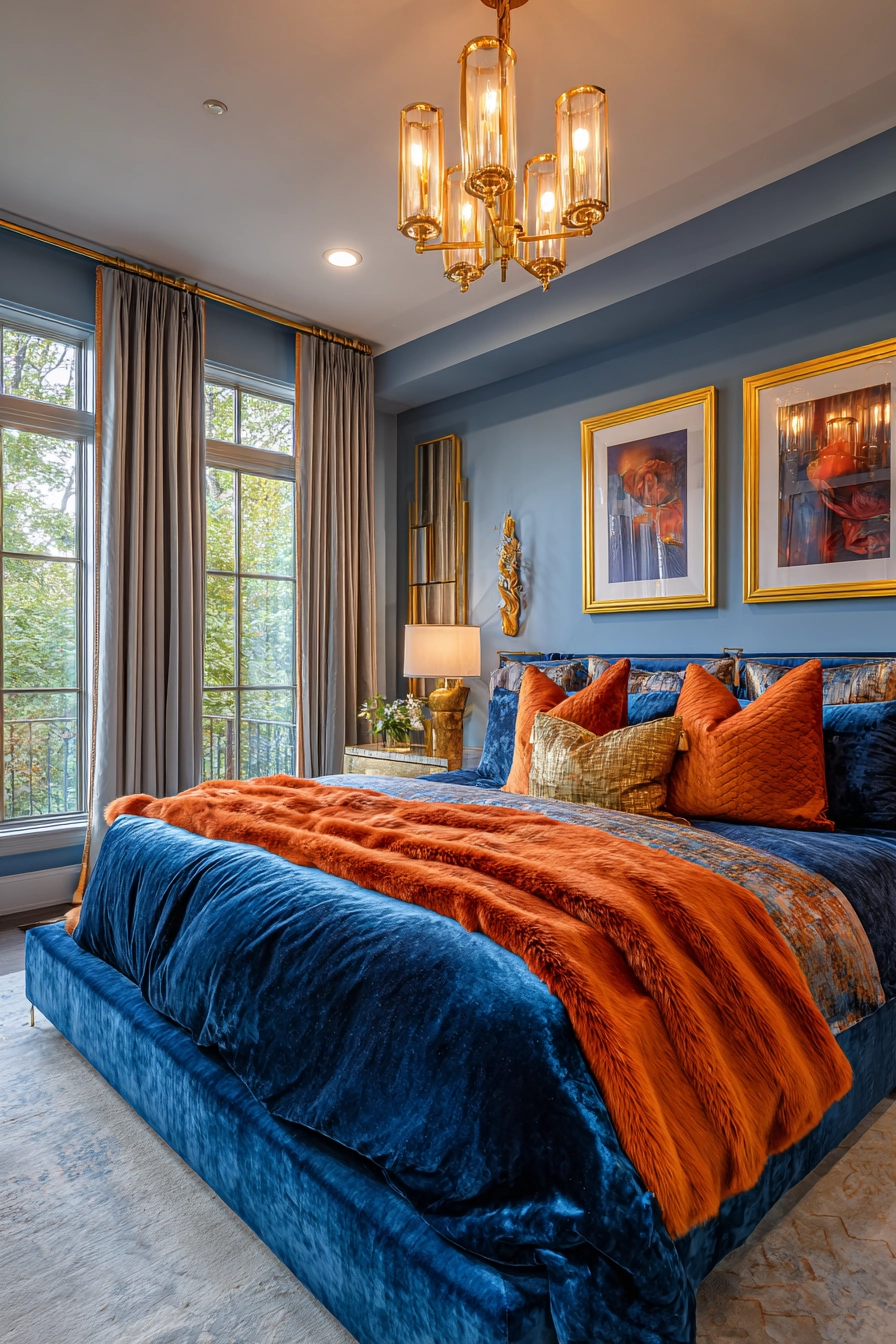 blue and orange bedroom 39