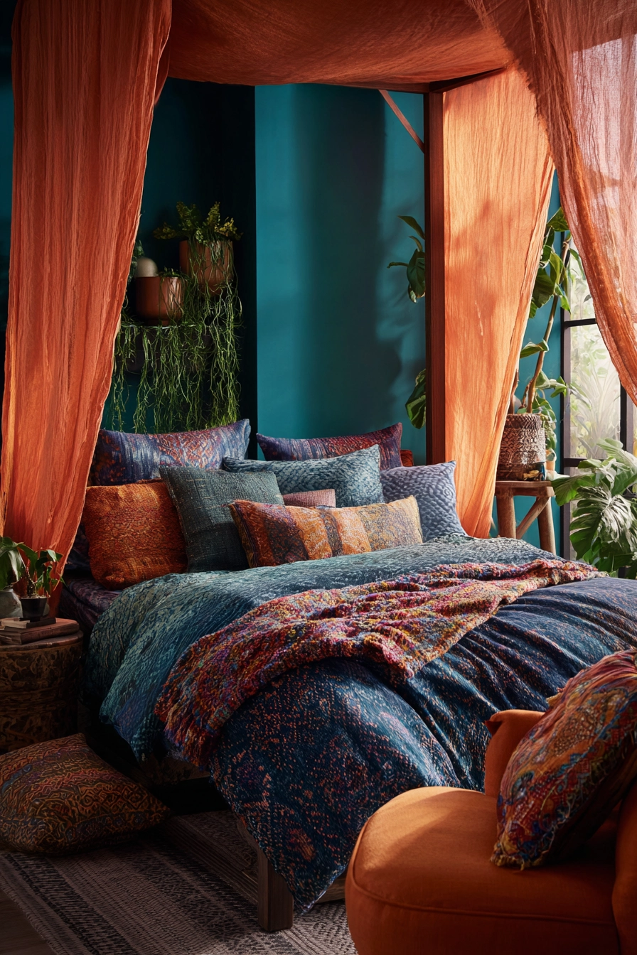 blue and orange bedroom 5