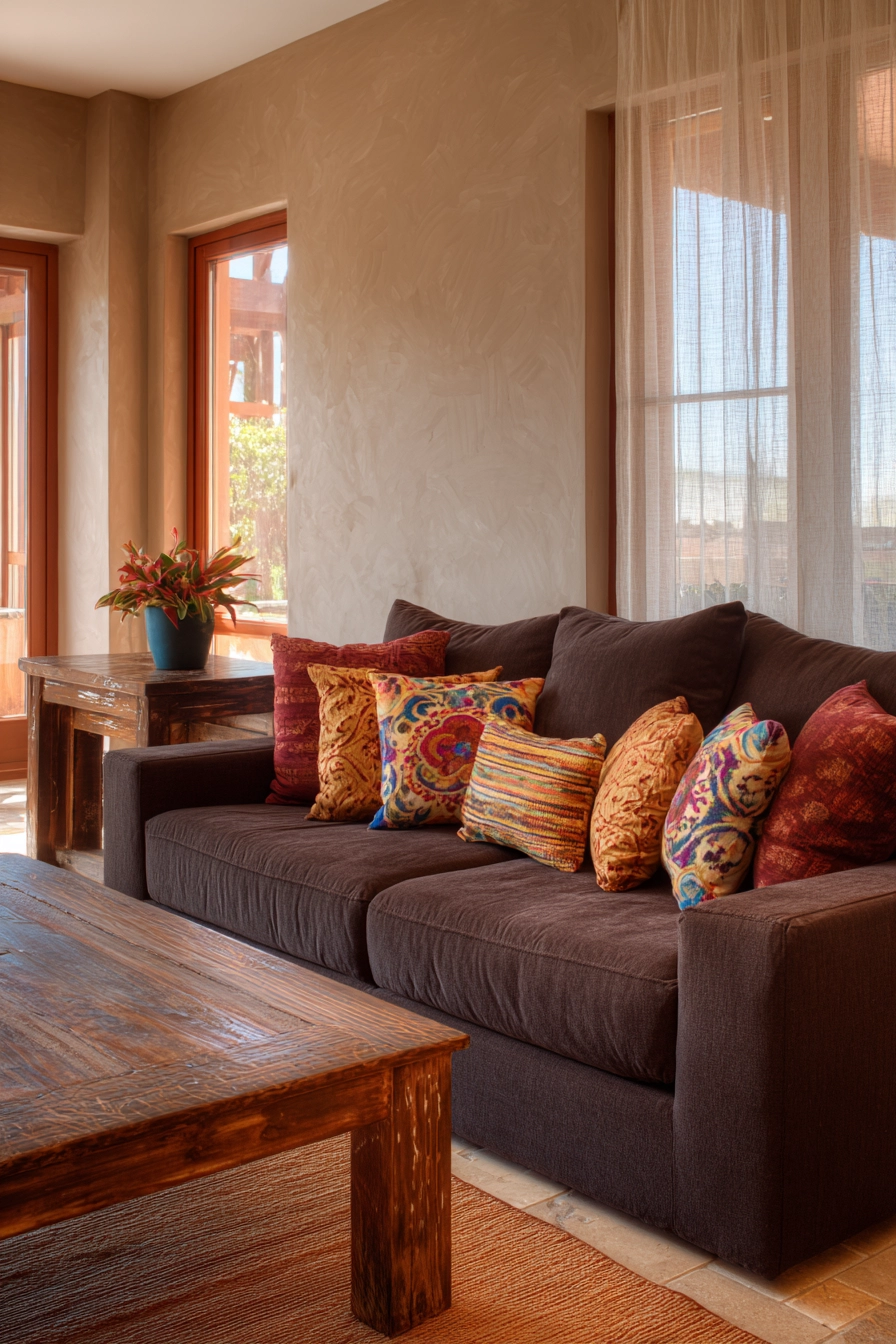 dark brown couch living room ideas 1