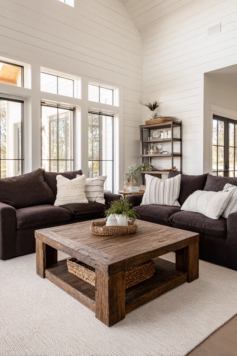 dark brown couch living room ideas 13