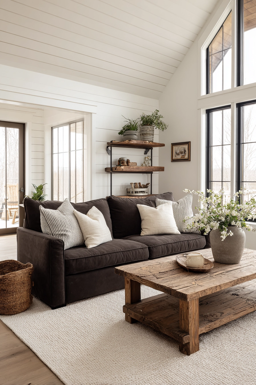 dark brown couch living room ideas 14