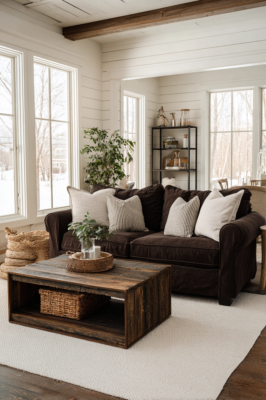 dark brown couch living room ideas 15