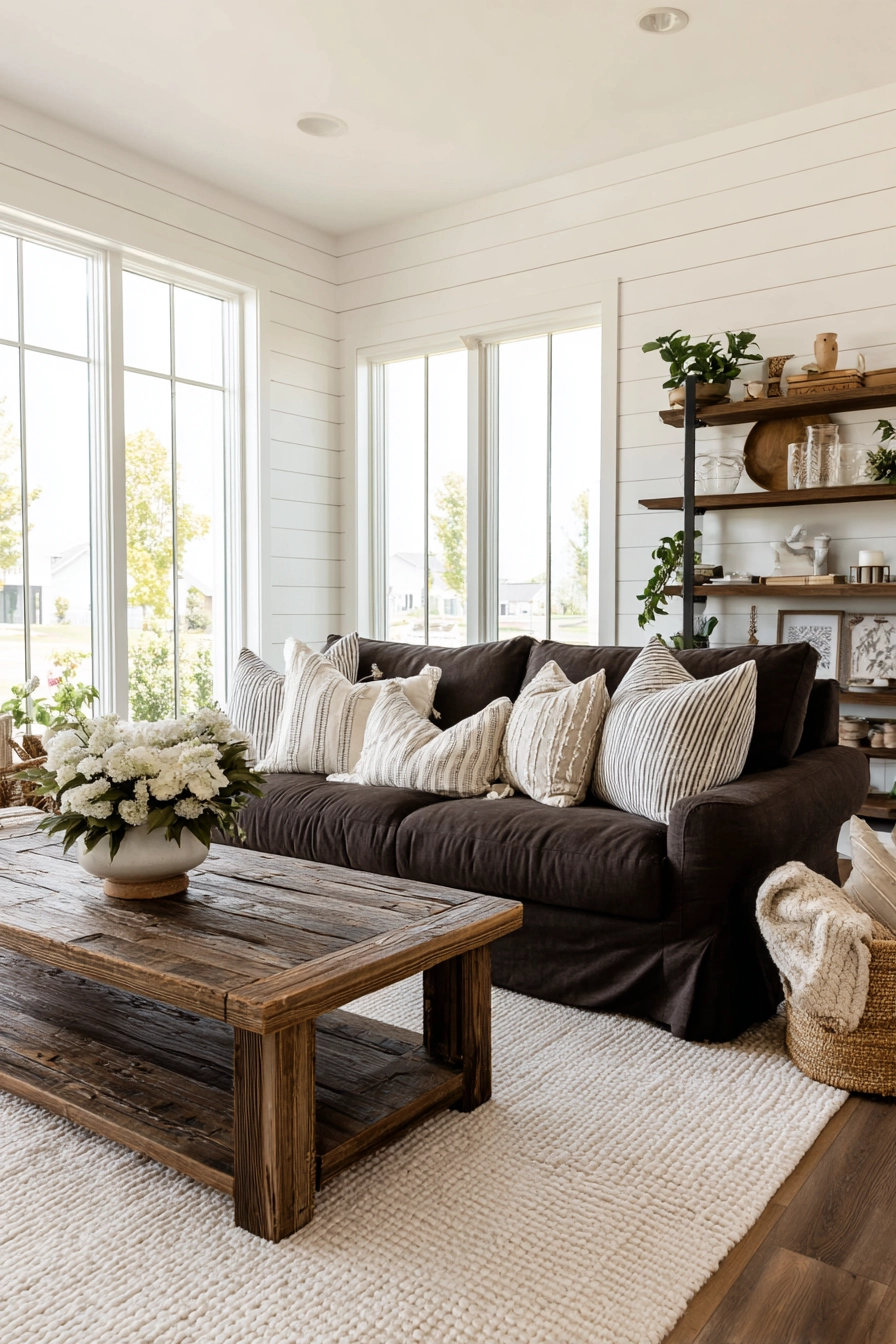 dark brown couch living room ideas 16