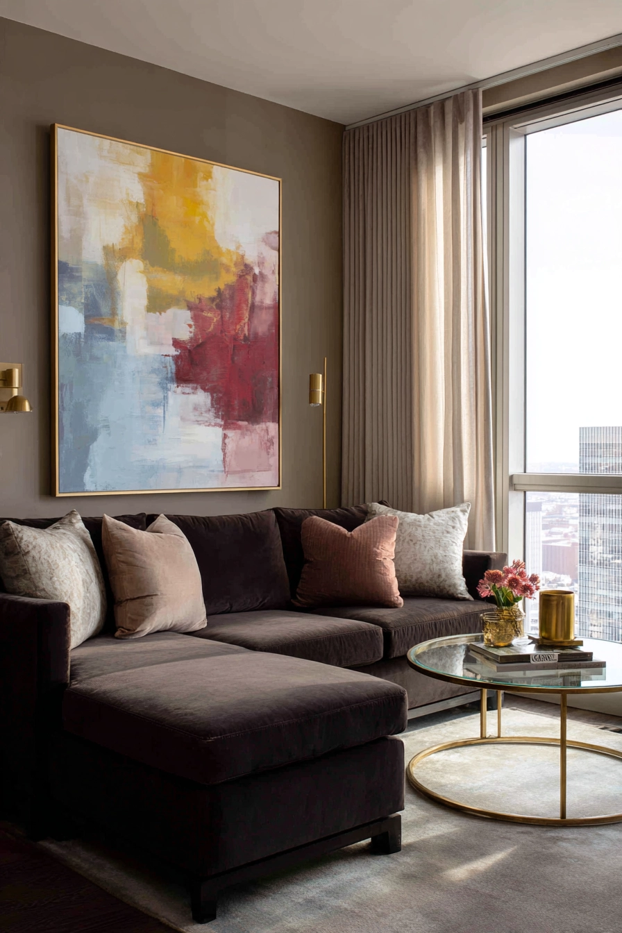 dark brown couch living room ideas 17