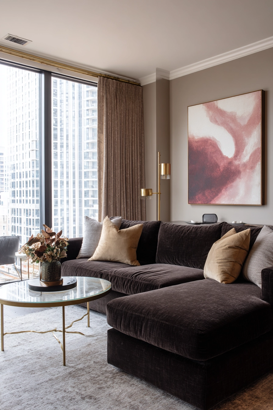 dark brown couch living room ideas 19