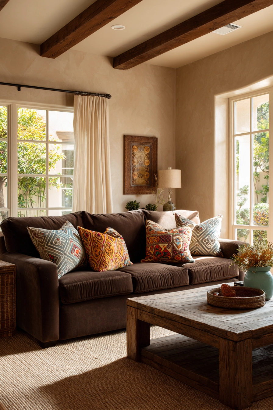 dark brown couch living room ideas 2