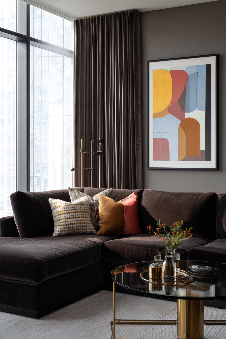 dark brown couch living room ideas 20