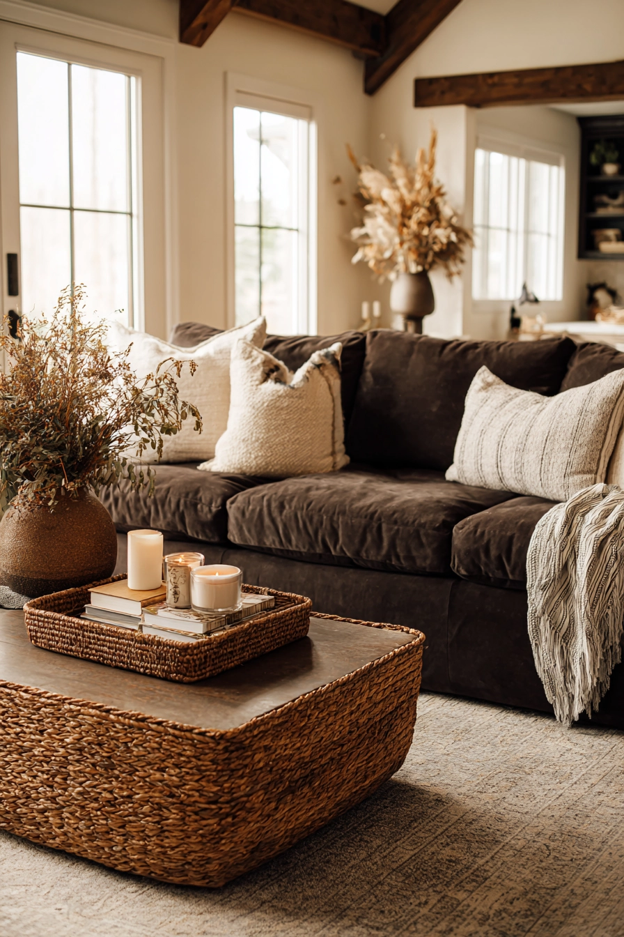 dark brown couch living room ideas 21