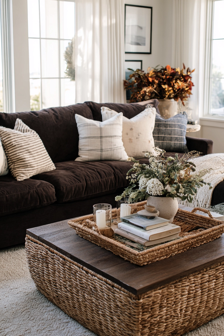 dark brown couch living room ideas 22