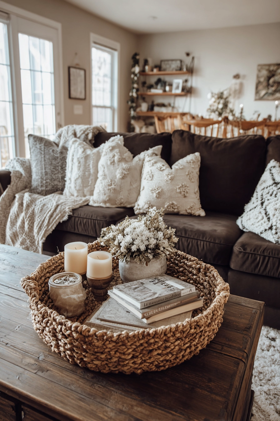 dark brown couch living room ideas 23