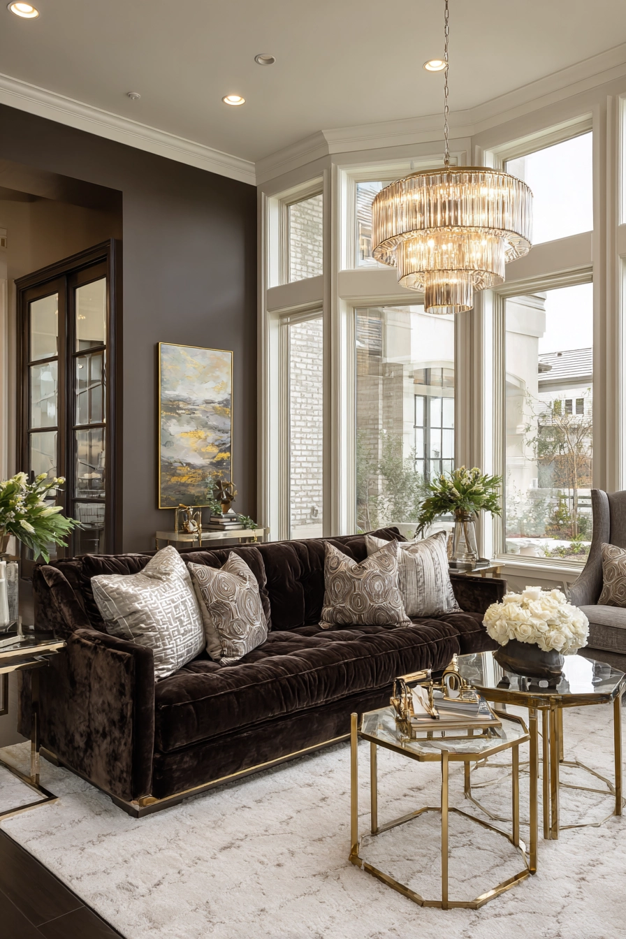 dark brown couch living room ideas 25