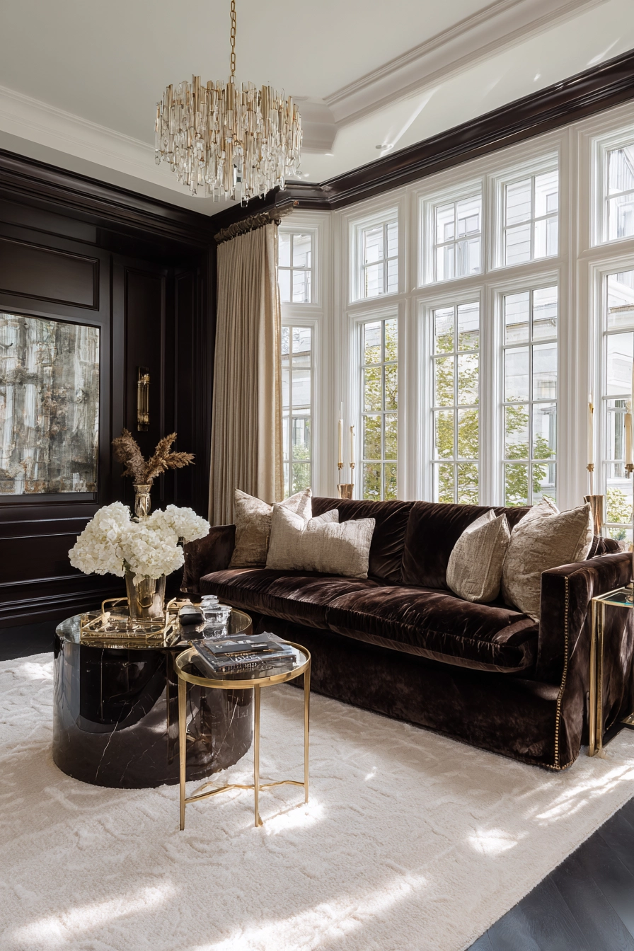 dark brown couch living room ideas 27