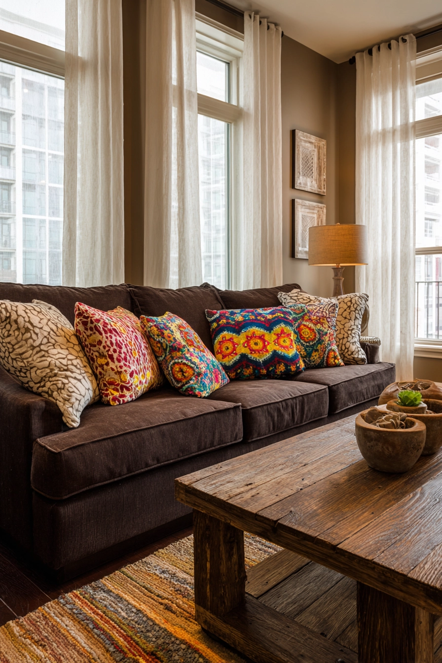 dark brown couch living room ideas 3