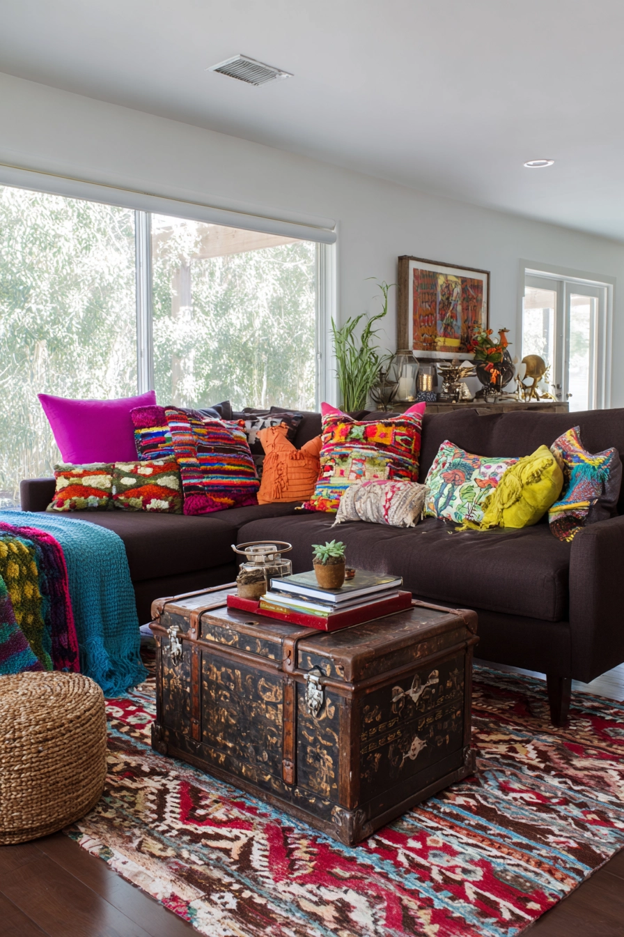 dark brown couch living room ideas 33