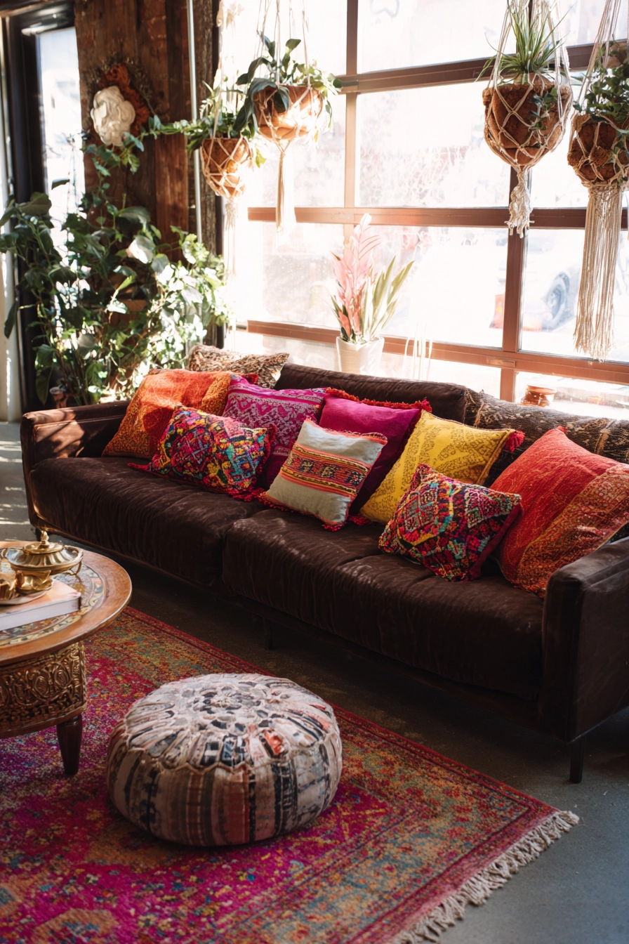 dark brown couch living room ideas 9