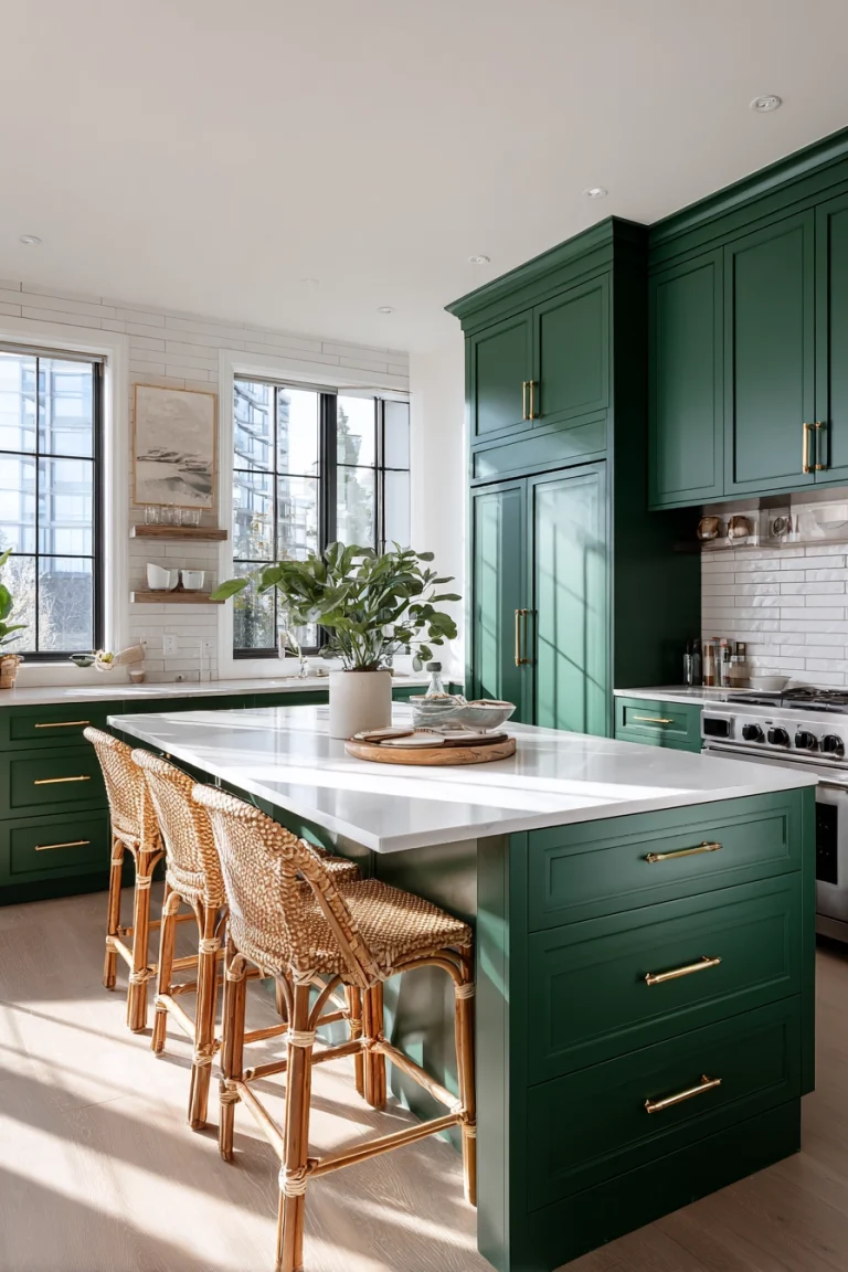 green kitchen cabinets 1