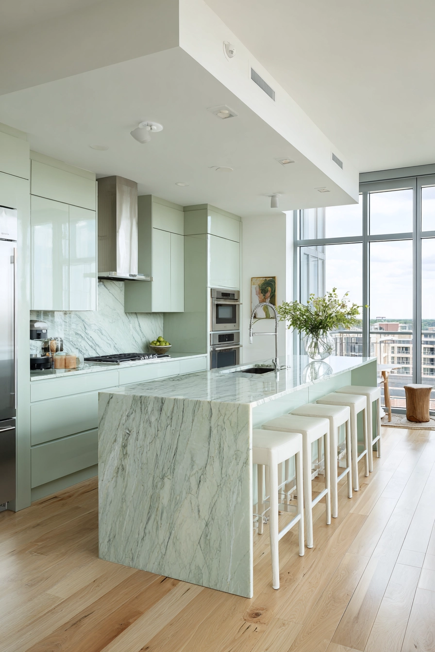 green kitchen cabinets 14