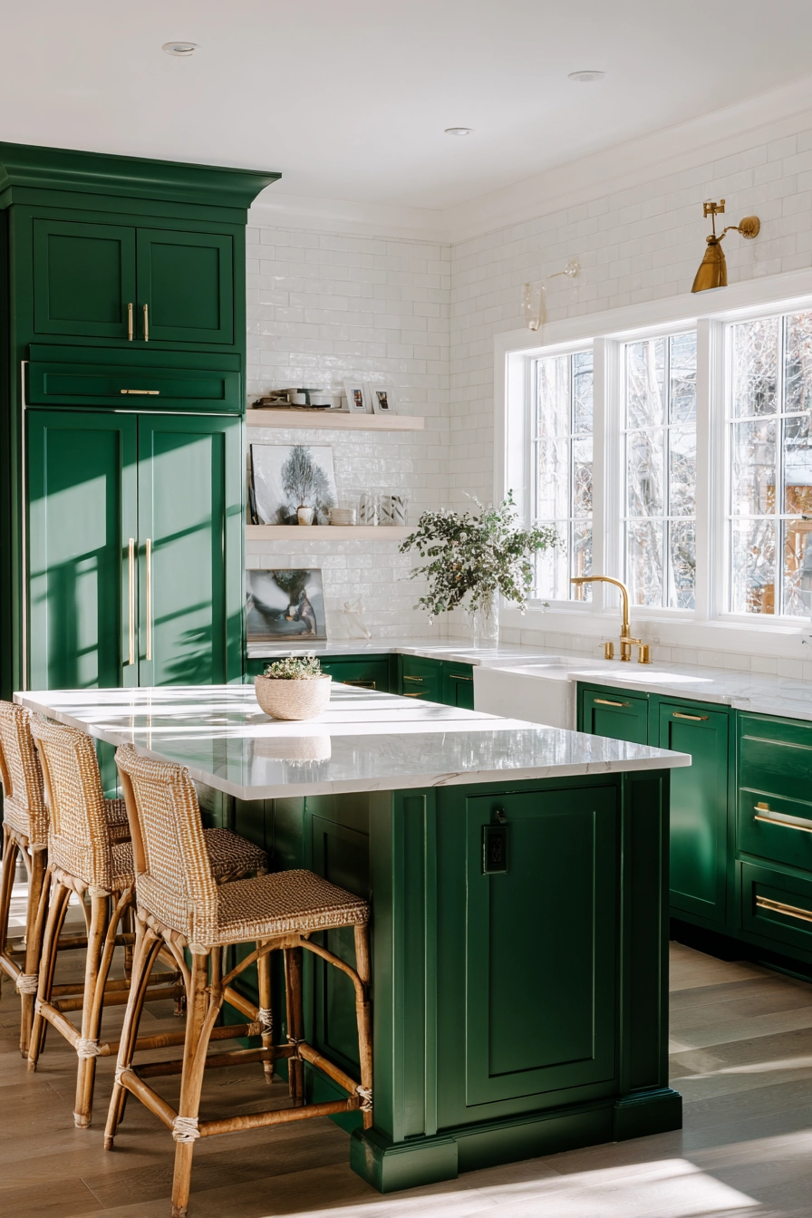 green kitchen cabinets 2