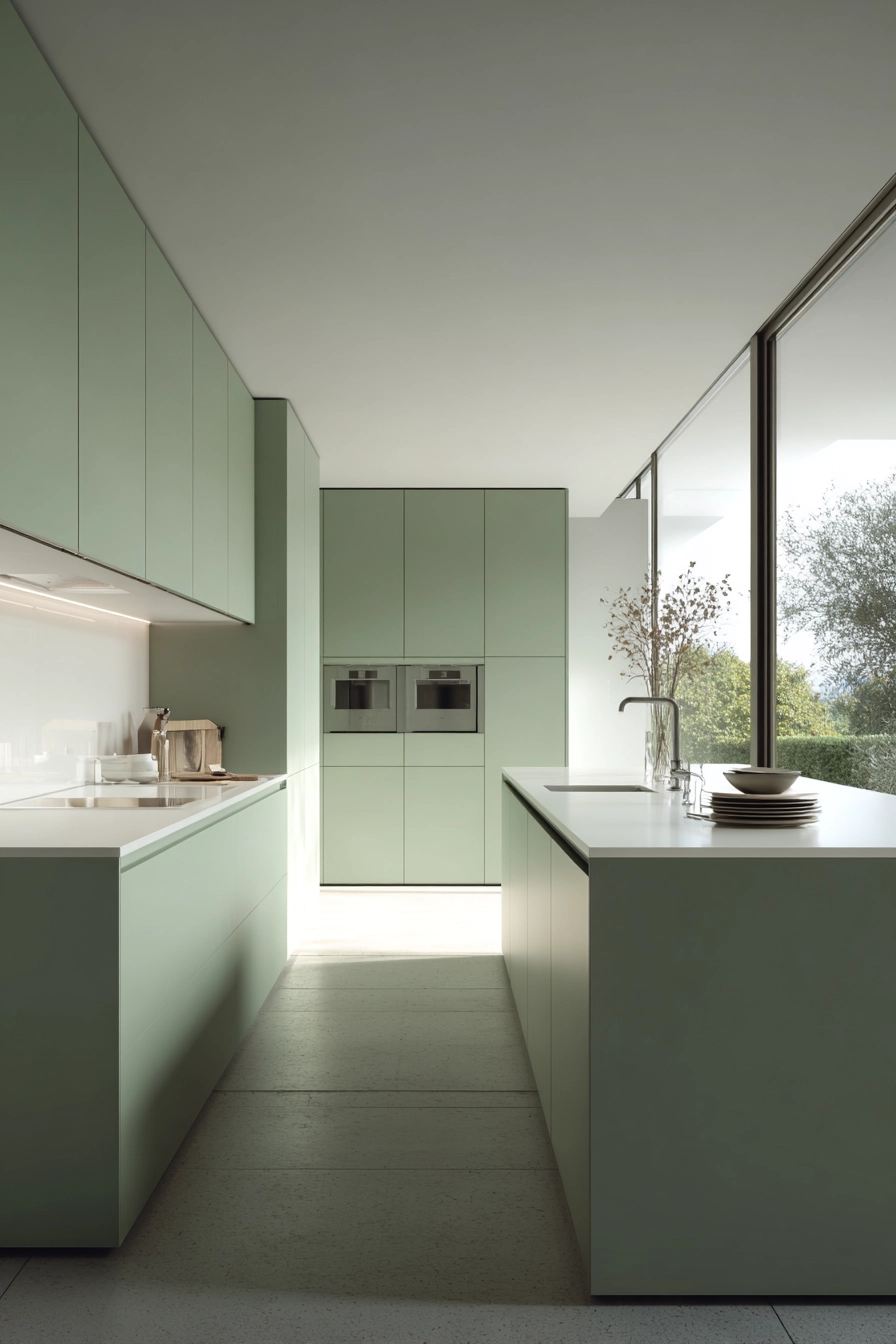 green kitchen cabinets 23