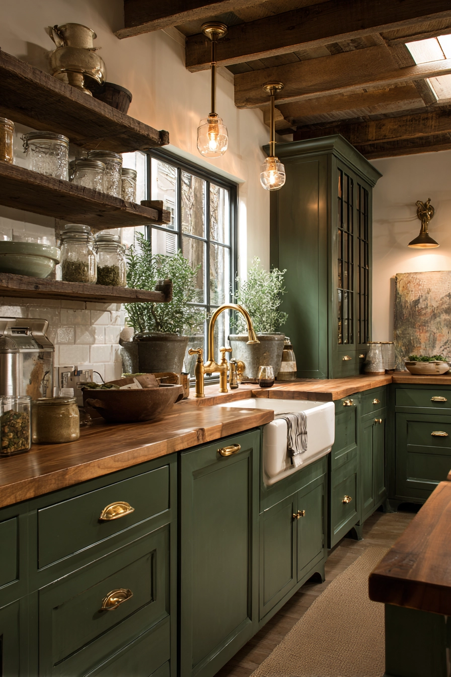 green kitchen cabinets 25