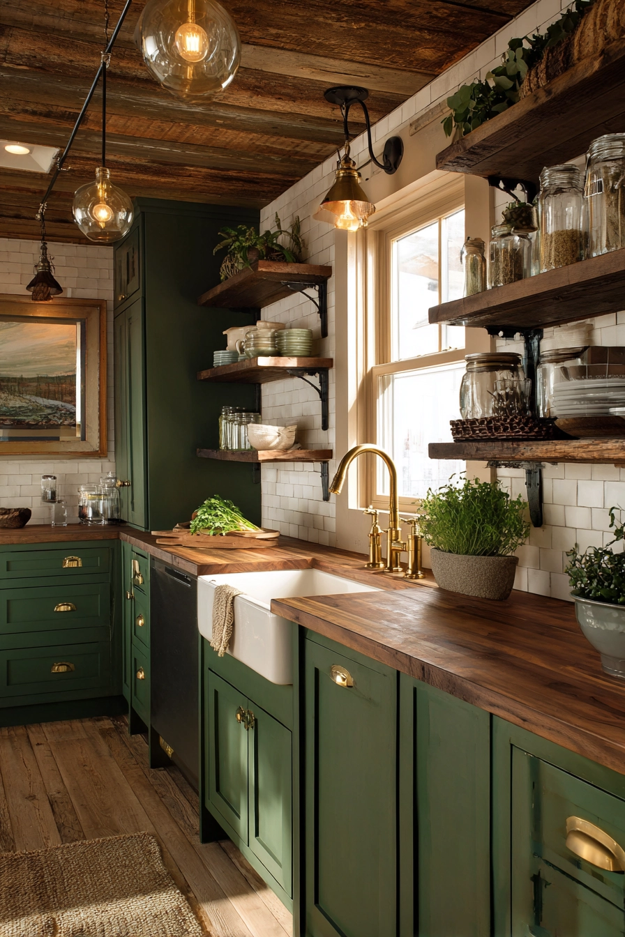 green kitchen cabinets 26