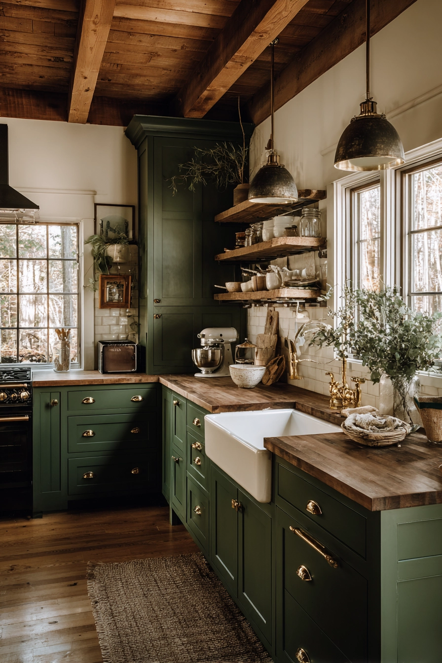 green kitchen cabinets 28