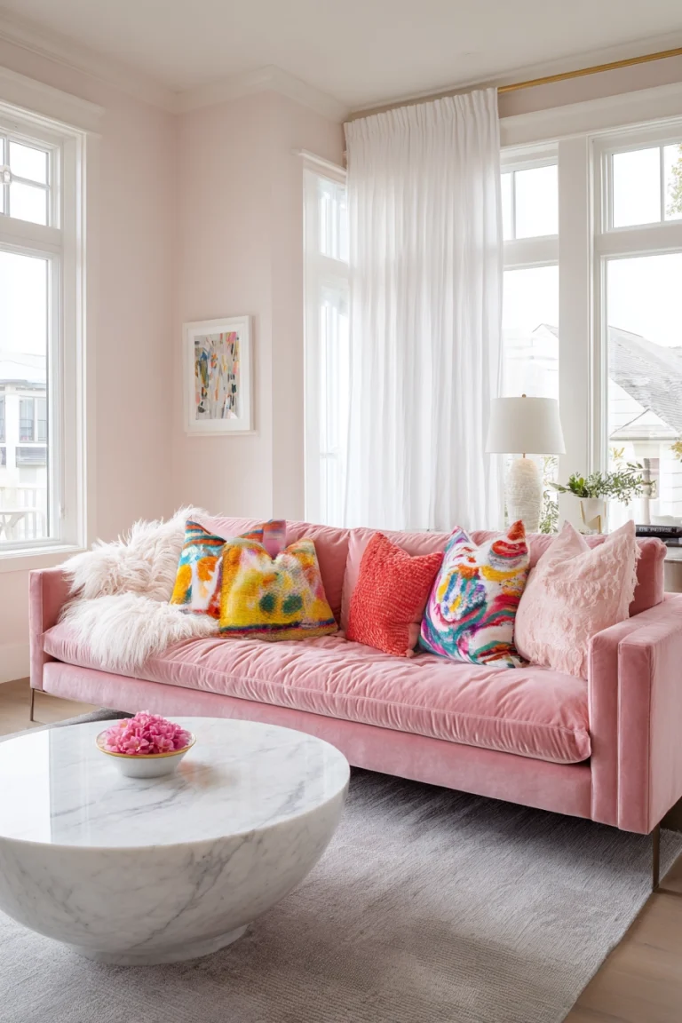 pink living room ideas 1