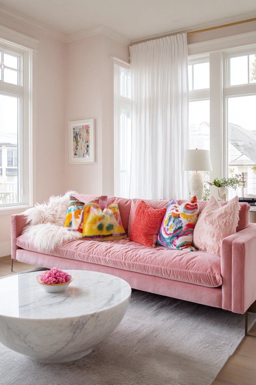 pink living room ideas 1