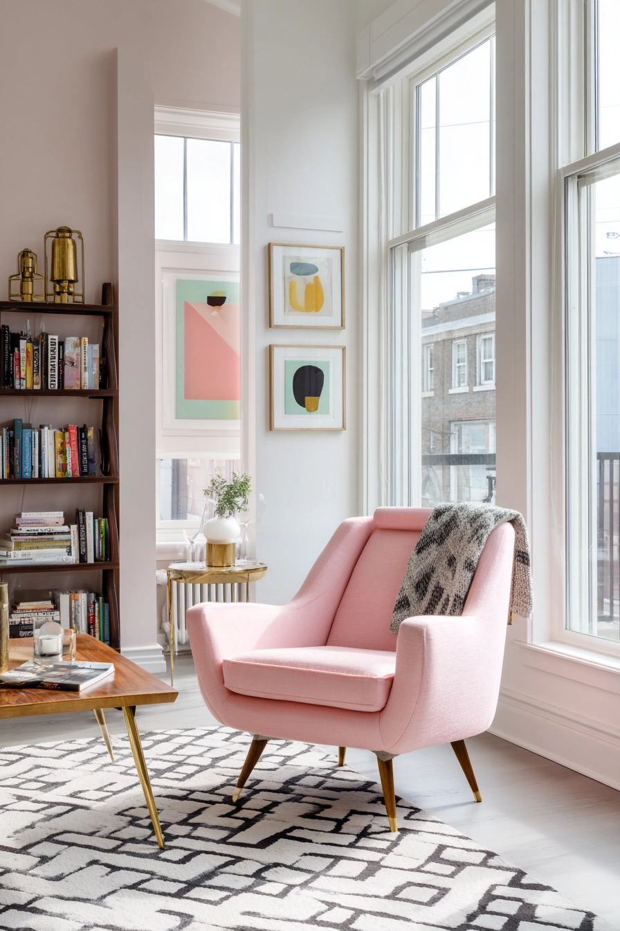 pink living room ideas 11