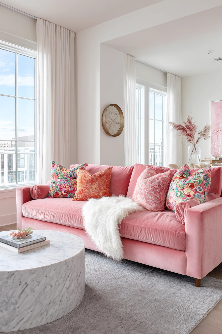 pink living room ideas 2