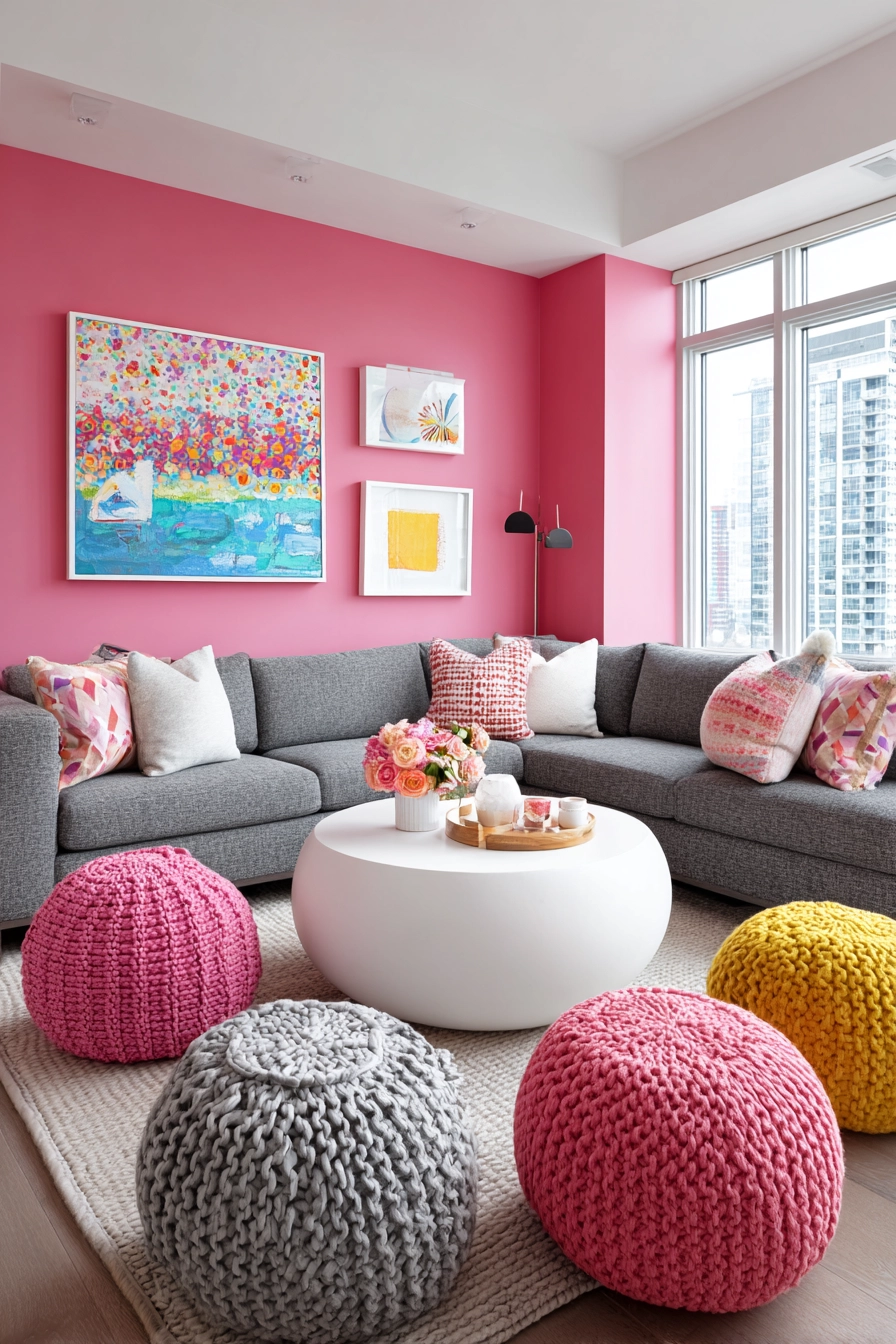 pink living room ideas 22
