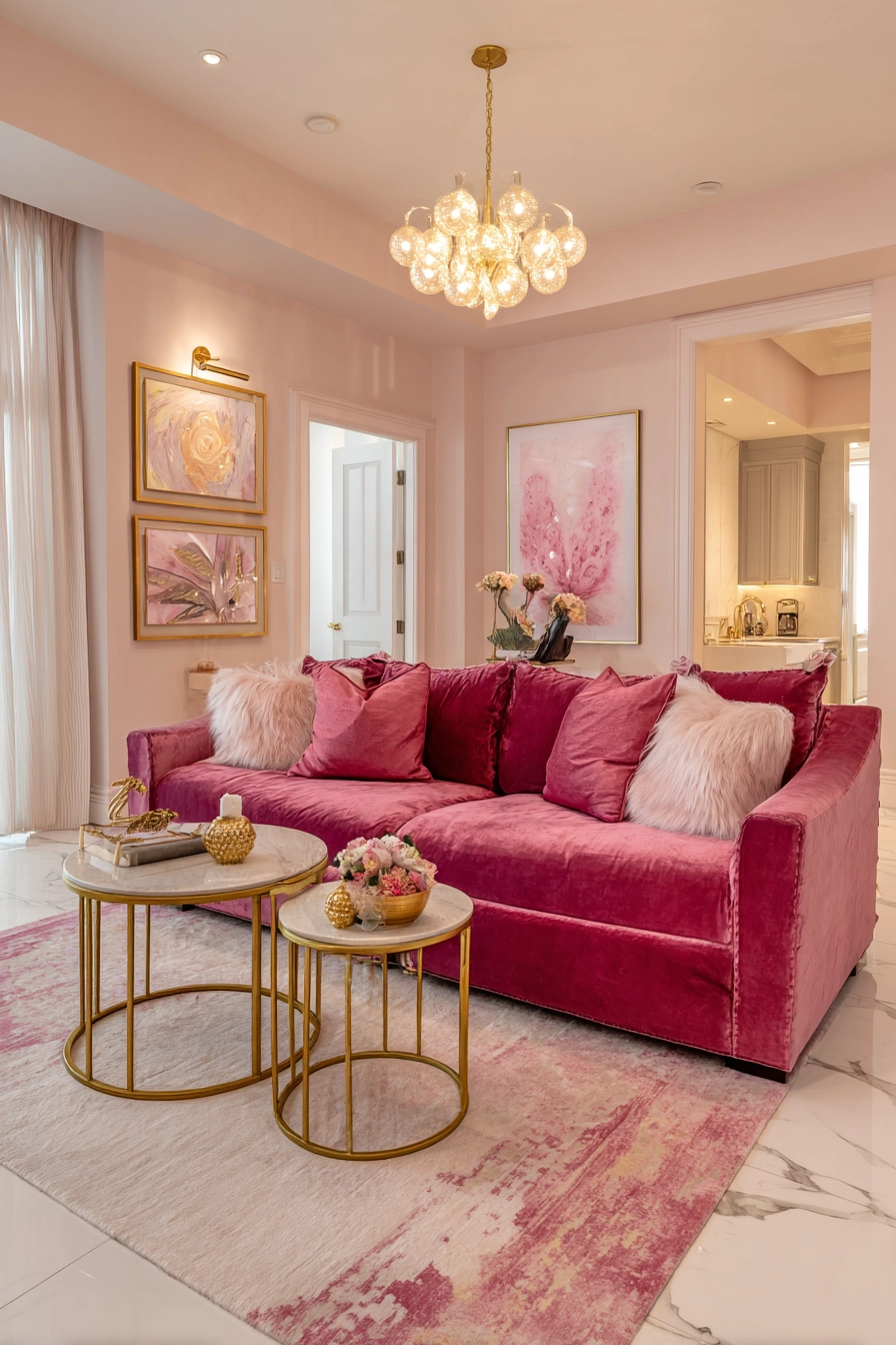 pink living room ideas 26