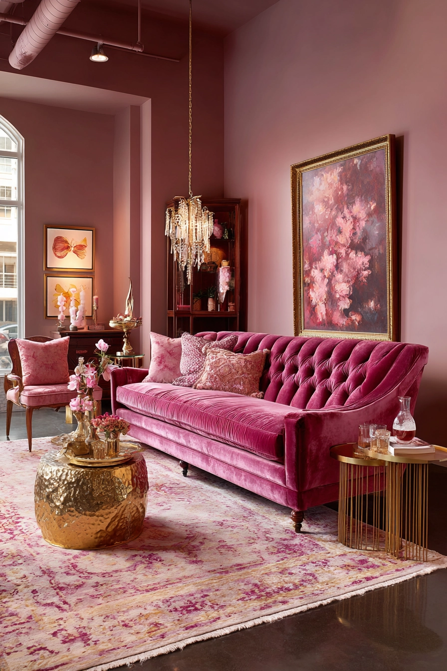 pink living room ideas 27