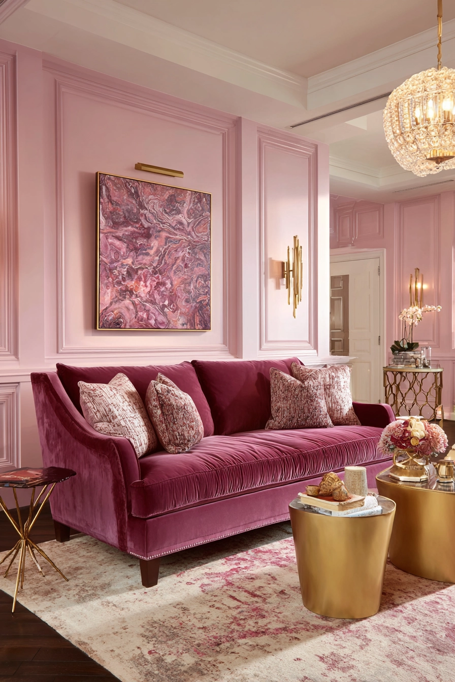 pink living room ideas 28