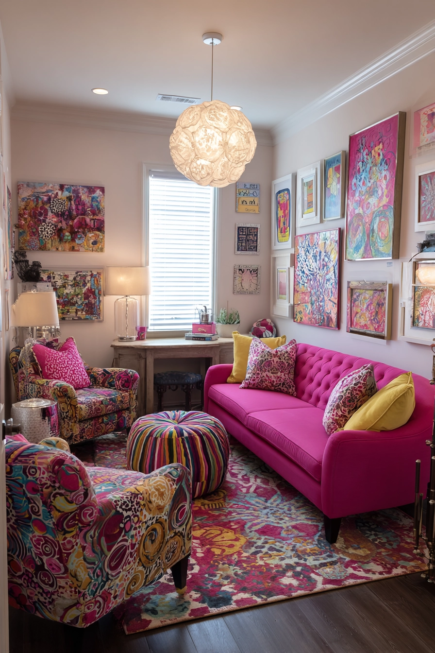 pink living room ideas 29