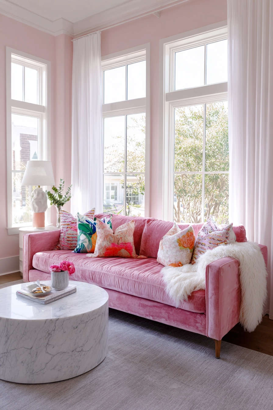 pink living room ideas 3