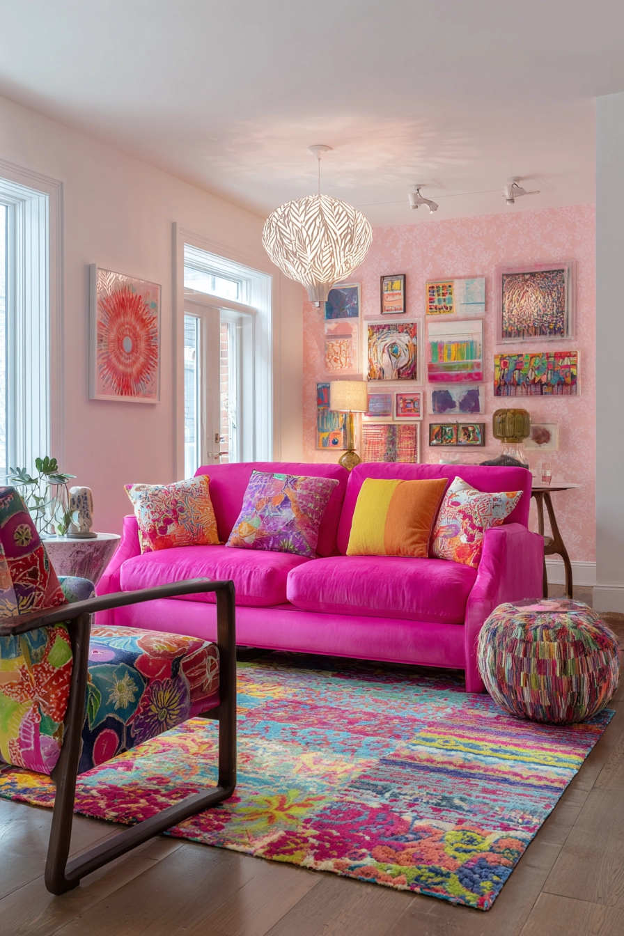 pink living room ideas 31