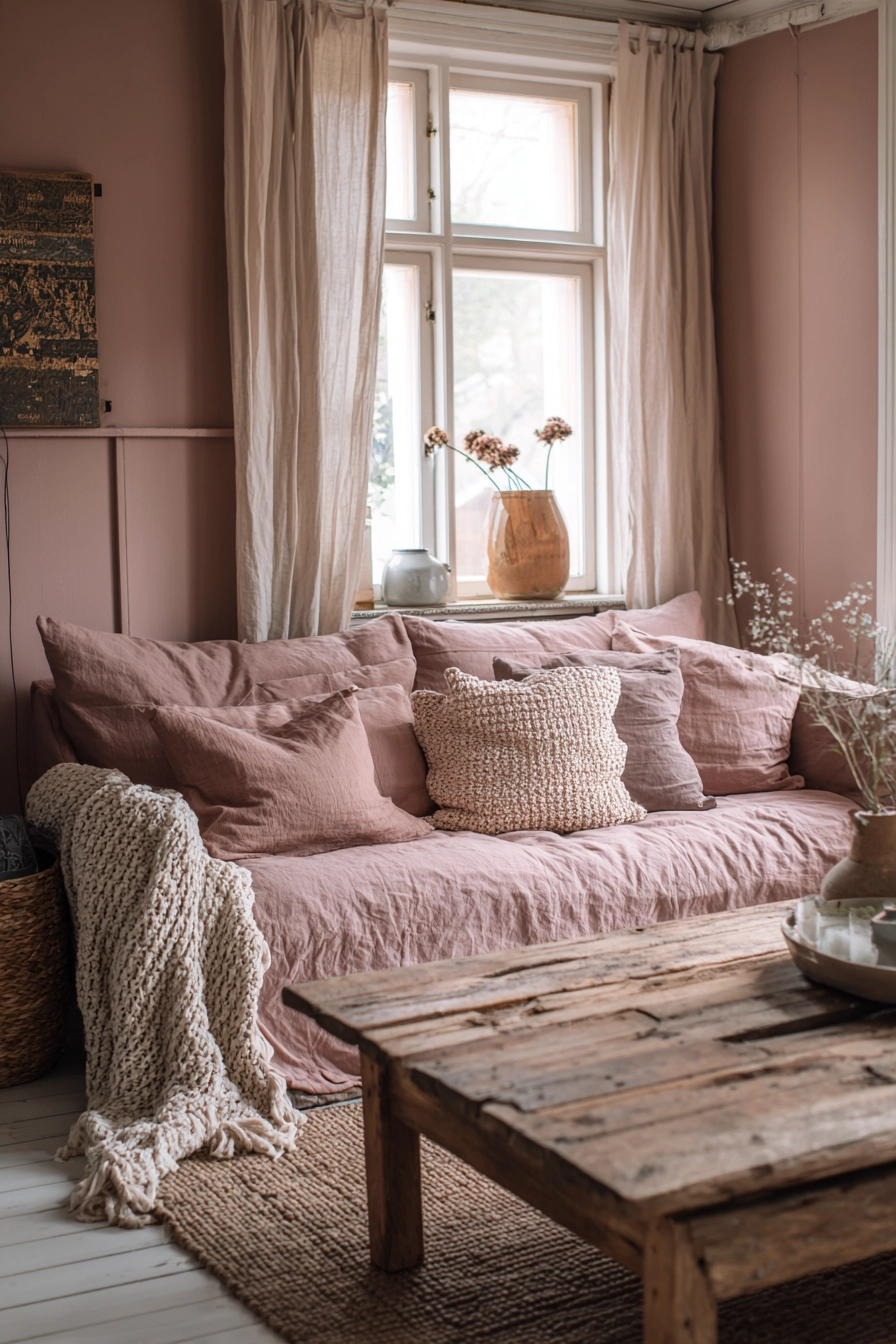 pink living room ideas 33