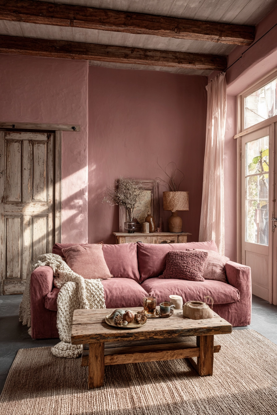 pink living room ideas 35
