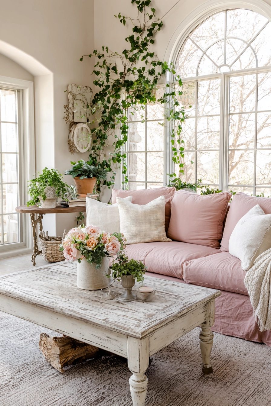 pink living room ideas 37