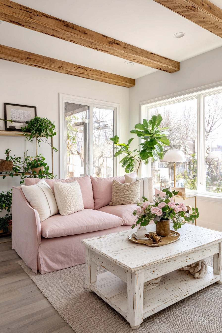 pink living room ideas 39