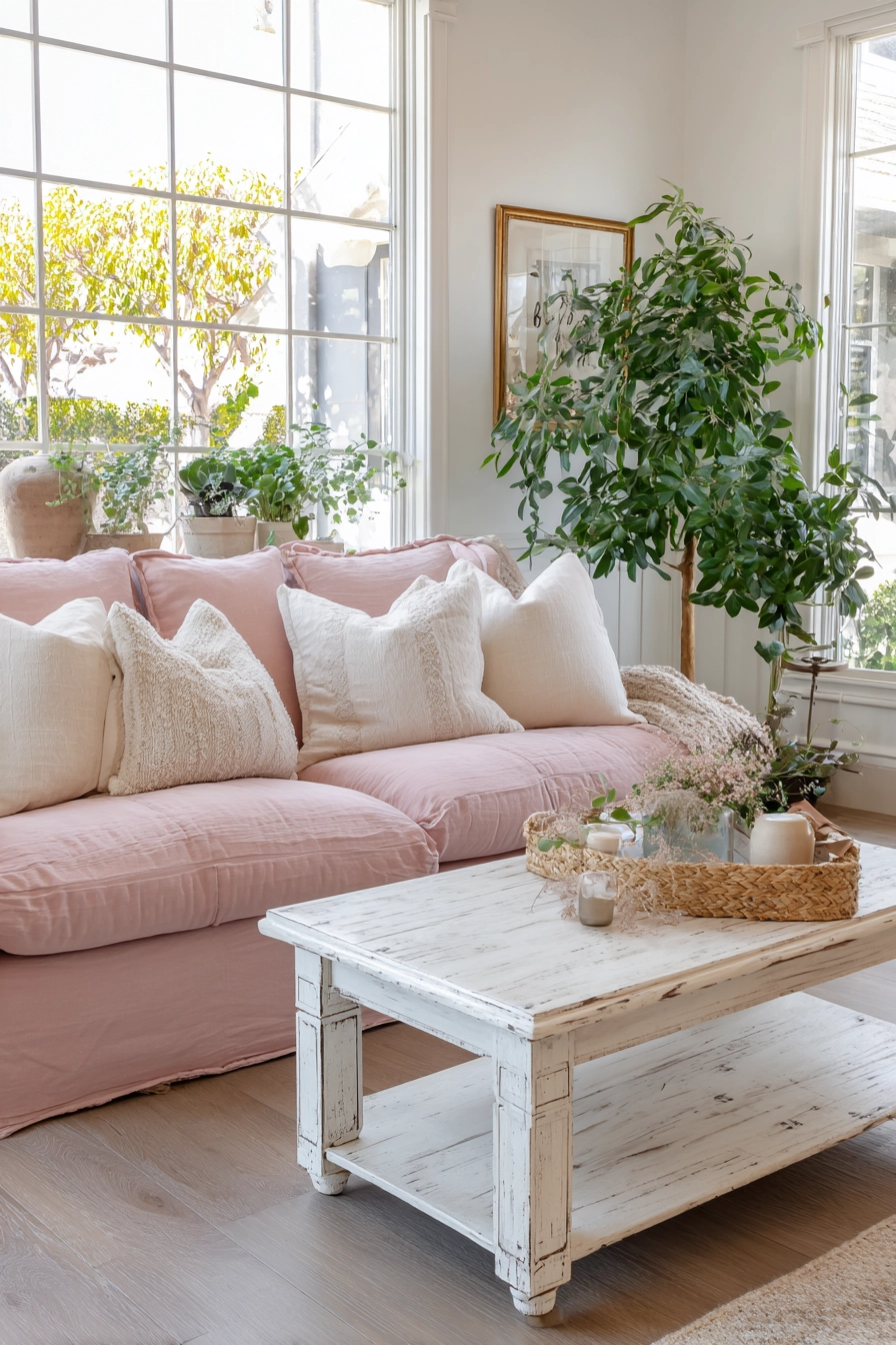 pink living room ideas 40