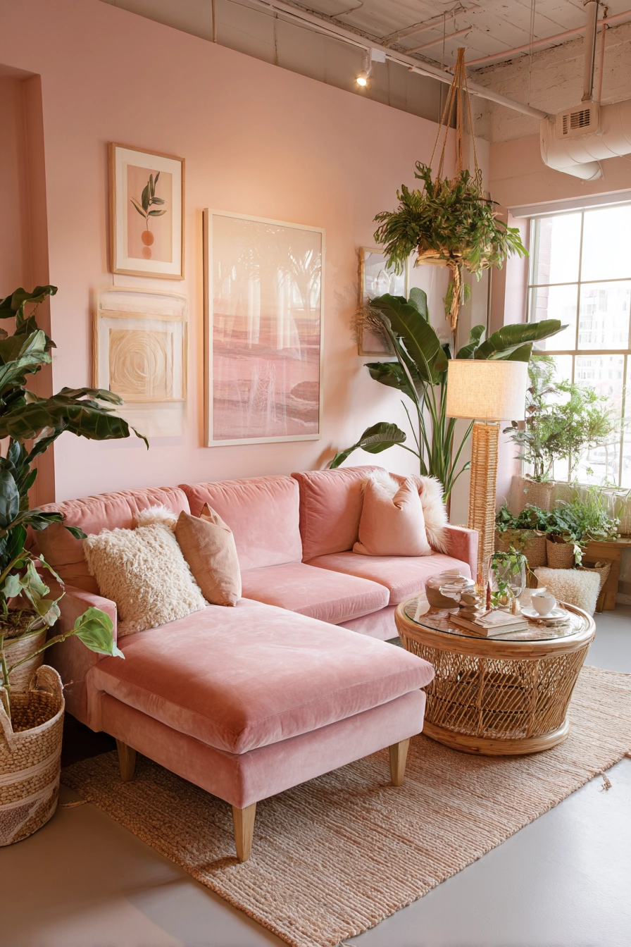pink living room ideas 6