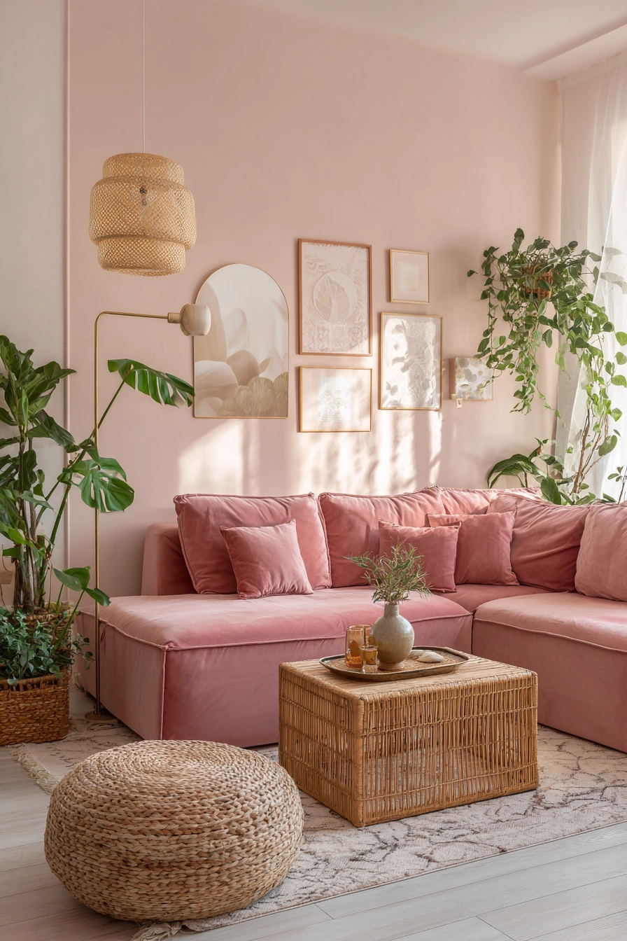pink living room ideas 7