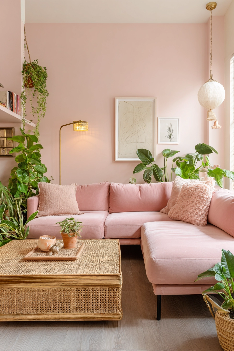 pink living room ideas 8